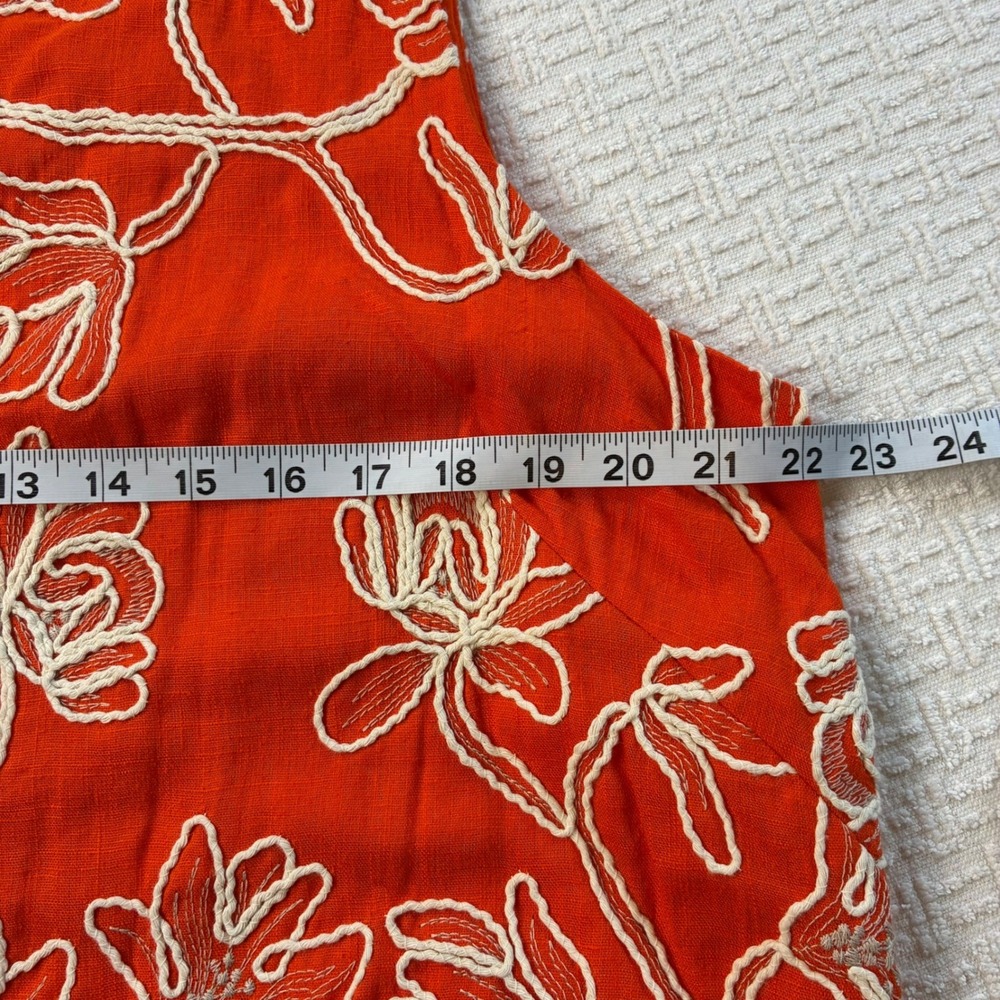 Alex Marie Orange Floral Sz 16 Embroidered Linen Blend Shift Dress NEW Mod Retro - Picture 4 of 8